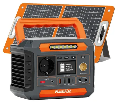 Immagine prodotto di Stazione di ricarica portatile, potenza in uscita 200 W, batteria LiFePO₄, pannello solare P66A da 60 W