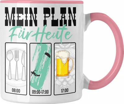 Produktbild von Trendation - Kitesurfer Tasse Lustiges Geschenk für Kitesurfing Grafik Becher Geburtstag Weihnachten (Rosa)