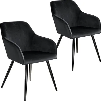 Produktbild von tectake® Esszimmerstuhl Marilyn gepolstert, in Samtoptik 58 x 62 x 82 cm