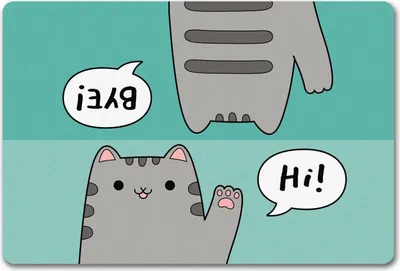 Produktbild von Katze kawaii Fußmatte in 40x60 cm ohne Rand mit Spruch Hi - Bye