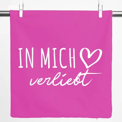 Produktbild von Huuraa Kissenbezug In mich verliebt 40x40cm Fuchsia Baumwolle Dekokissenbezug Geschenkidee