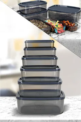 Produktbild von Hermia Concept, Sweet - Anthracite, Vorratsdosen, Aufbewahrungsboxen-Set (6-teilig), Anthrazit, Plastik, 15 x 7 x 4 cm