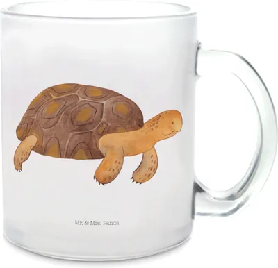 Produktbild von Mr. & Mrs. Panda Tee Tasse Schildkröte Marschieren - Transparent - Geschenk, Lieblingsmensch, Teetasse Glas, Schildkröten, Pott, Meer, Häferl, Abenteuer, Reiselust