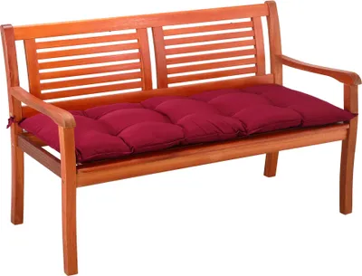 Image de Coussin de banc avec attaches Rouge 110x45x8cm Intérieur Extérieur Coussin pour banc Banquette 100% Polyester