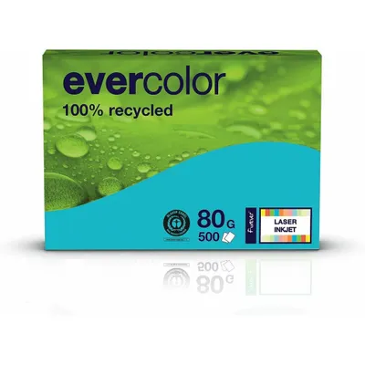 Produktbild von Clairefontaine - Evercolor, farbiges Recyclingpapier, A4, 80 g, 500 Blatt, dunkelblau