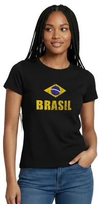 Produktbild von Spreadshirt Brasilien Fußball Retro Frauen T-Shirt, S, Schwarz