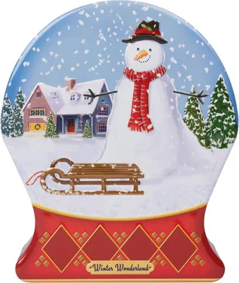 Produktbild von Winterliche Blechdose Schneekugel mit Schneemann ca. 19 x 16 cm