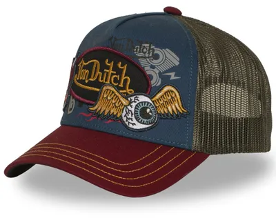 Image de Casquette de camionneur Von Dutch Originals - Écusson bleu/bordeaux
