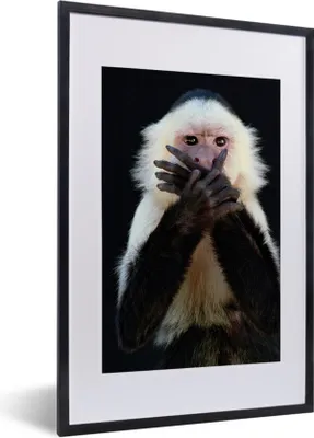 Produktbild von MuchoWow® Gerahmtes Poster Affe - Wilde Tiere - Porträt 40x60 cm - Poster mit Schwarzem Bilderrahmen Wandposter Rahmen Foto Bilder - Poster in Rahmen