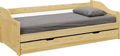 Obrázek produktu pro Kondela Dřevěná jednolůžková postel s přistýlkou Laura New 90 - přírodní