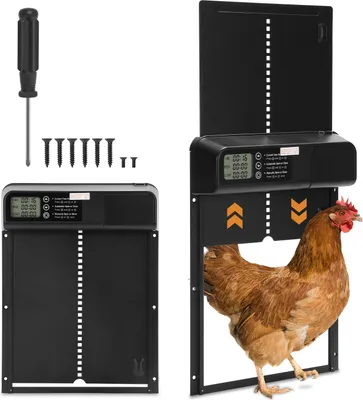 Produktbild von Automatische Hühnerklappe, Hühnertür Automatischer Türöffner, Elektrische Hühnerklappe, Schwarz