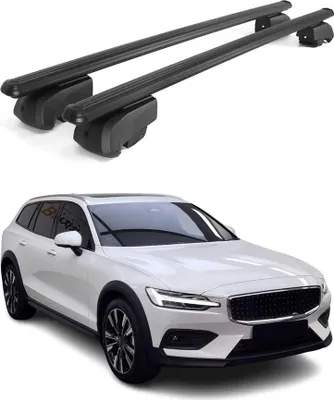 Obrázok produktu pre Priečne strešné nosiče pre Volvo V60 Cross 2017–2023, hliník, čierne, s certifikátom ABE