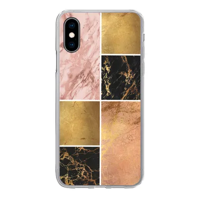 Produktbild von MuchoWow® Handyhülle Schutzhülle Hülle für iPhone X Marmor - Rosa - Gold Silikon Softcase Handy Hülle - Handyhülle
