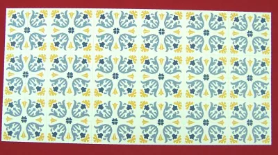 Produktbild von 24x12 cm. (203,45EUR/m²) Bodenfliesen für Puppenhaus, weiß mit blaue Blumen