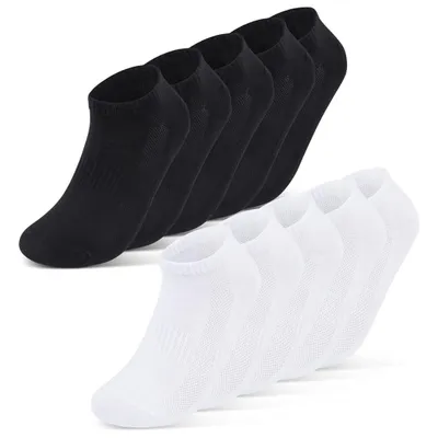 Produktbild von Sneaker Socken Herren Damen kurze Sportsocken Mesh - 16510 Schwarz/Weiß 39-42 10 Paar