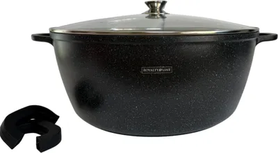 Obrázek produktu pro Velký hrnec, 23,4 litrů, 44 cm, nepřilnavý mramorovaný typ rendlíku, s poklicí, na dušení, vývar, džemy, se silikonovou ochranou rukojeti Royalty Line BS44ML