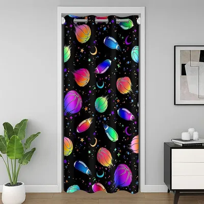 Productafbeelding van Kinderdeurgordijn Kleurrijk - Deurpaneel Gordijn - Privacy Beschermen - 3D-geprint Heldere Kleuren - 106 x 203 cm - Multi