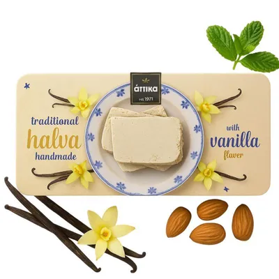 Produktbild von Attika Halva Vanille 250 g – Traditionelle griechische Süßigkeit aus Sesam