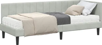 Immagine prodotto di vidaXL Struttura letto ad angolo con materasso e testata 2 pezzi Velluto grigio chiaro