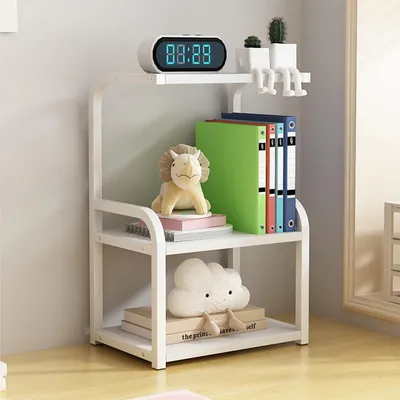 Zdjęcie produktu dla Metalowa półka na biurko, biała, 3-poziomowa, 33 cm