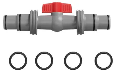 Produktbild von Absperrhahn mit Schlauchverbinder PVC Kugelhahn für Poolschlauch Ø 32mm / 38mm Rot