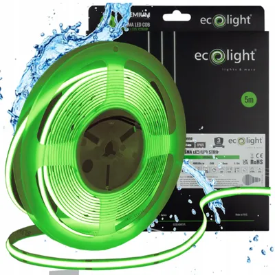 Obrázek produktu pro LED páska COB, 5 metrů, 45 W, zelená, 12 V, stupeň krytí IP65, vhodná do koupelny