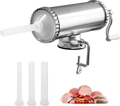 Produktbild von Plnička klobás 3 l, ruční plnička klobás, lis na klobásy z hliníkové slitiny, lis na klobásy se stolní svorkou a 3 plnicími trubkami pro domácí výrobu