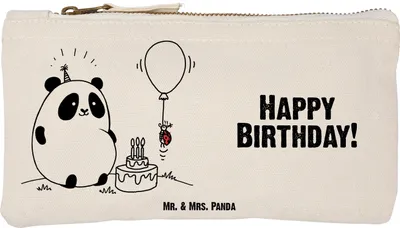 Produktbild von Mr. & Mrs. Panda Kosmetiktasche Panda Geburtstag Größe S Klein - Weiß - Geschenk, Beauty Bag, Etui, kosmetiktäschchen, Stoffbeutel, Pouch, Kulturbeutel