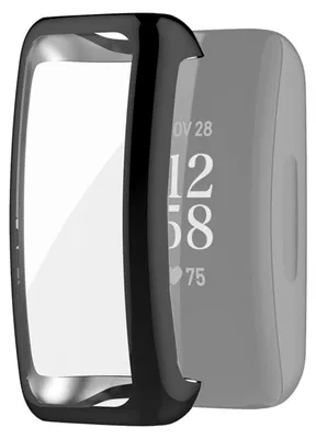 Produktbild von subtel 2in1 Schutzhülle + Displayschutz für FitBit Inspire 2 Hardcase + Display Schutzglas - Gehäuse, Rahmen, Touch Bildschirm Schutz Hülle + Displayglas Protector Transparent / schwarz
