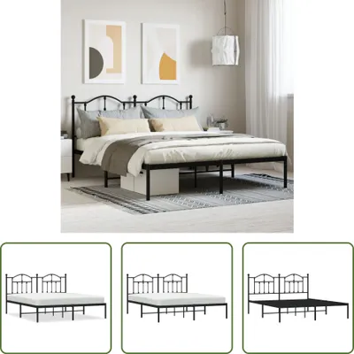 Produktbild von The Living Store Bettgestell mit Kopfteil Metall Schwarz 160x200 cm