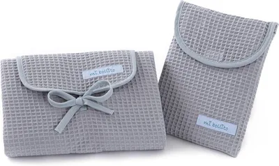 Image de Deux tapis de change pour bébé, imperméables, 100% coton, couleur gris clair, pour une utilisation en déplacement