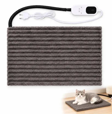 Produktbild von Heizmatte für Katzen und Hunde 30 × 40 cm, 9 Temperaturstufen, 12-Stunden-Timer, 30–50 °C, rutschfest, mit waschbarem Bezug