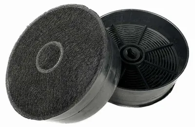 Two charcoal filters for a kitchen hood, displayed against a white background.