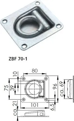 Produktbild von Set: Zurröse / Zurrmulde Mit Gegenplatte Winterhoff Zbf 70-1 Für Pkw-Anhänger
