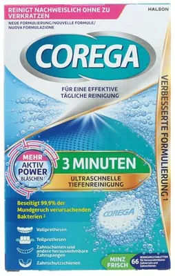 Immagine prodotto di Corega compresse da 3 minuti per protesi totali e parziali, 66 pezzi