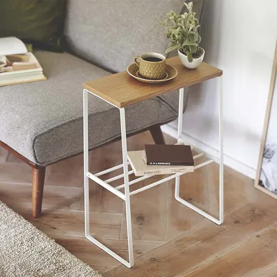 Produktbild von Yamazaki Home Beistelltisch Sofatisch Tosca Holz und Metall kleines Regal 04382