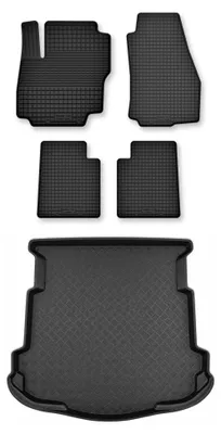 Imagen del producto de Alfombrillas de goma + bandeja de maletero para Ford Mondeo MK4 2007-2012 (sedán) – juego de 5 piezas, negras, a medida – Wielganizator Semi-Universal