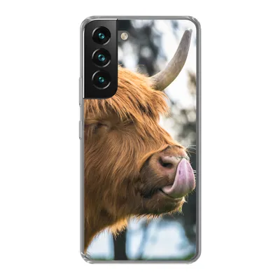 Produktbild von MuchoWow® Handyhülle Schutzhülle Hülle für Samsung Galaxy S22 Schottischer Highlander - Nase - Baum Silikon Softcase Handy Hülle - Mobiltelefonhülle