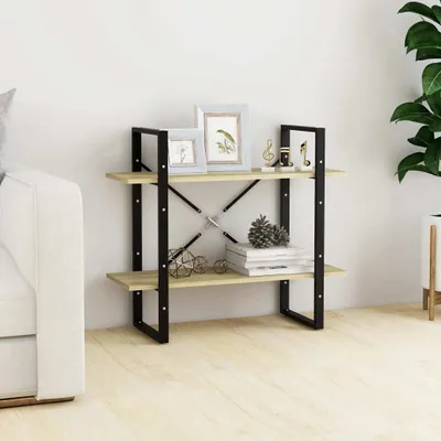 Zdjęcie produktu dla vidaXL Regał na książki 2 przegrody dąb sonoma 80x30x70 cm materiał drewnopochodny - Regał na książki - Półki na książki - Regał na książki