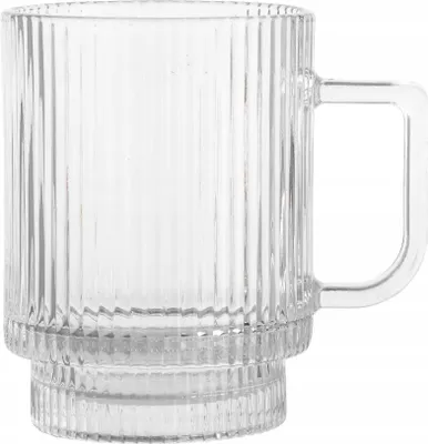 Produktbild von Glasbecher für Latte Macchiato, geriffelt, 300 ml, 1 Stück Selena