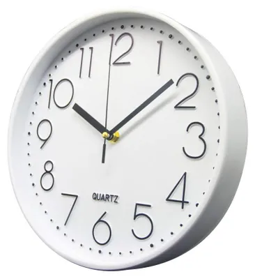 Stille Wanduhr 25 cm, weiß, minimalistisch, Kunststoff, rund