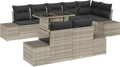 Produktbild von vidaXL Gartensofa-set 9 stk. Hellgrau Poly-Rattan