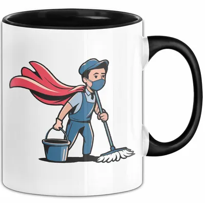 Produktbild von Hausmeister Tasse Geschenkidee Reinigungsheld Lustiger Geschenkidee Lustig (Schwarz)