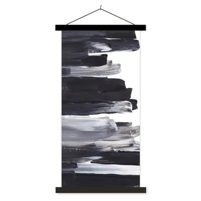 Produktbild von MuchoWow® Textilposter Farbe - Schwarz - Design 90x180 cm mit schwarzem Rahmen - Dekoration Wohnzimmer