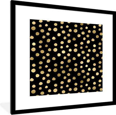 Produktbild von MuchoWow® Gerahmtes Poster Muster - Punkte - Gold 40x40 cm - Poster mit Schwarzem Bilderrahmen Wandposter Rahmen Foto Bilder - Poster - Plakat im Rahmen