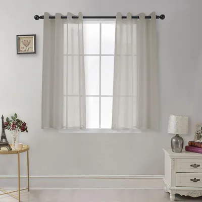 Transparente Vorhänge mit Ringen, 2er-Set, 175x140 cm, hellgrau