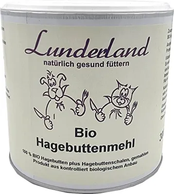 Produktbild von Lunderland Bio Hagebuttenmehl 300g, 100 % Bio-Hagebuttenmehl, ganze Hagebutten plus Hagebuttenschalen gemahlen, ohne weitere Zusätze