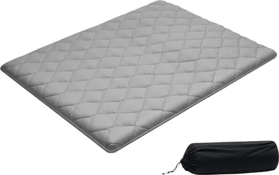 Obrázek produktu pro Japonská futonová matrace – tatami matrace – 203 x 152 x 8,9 cm – skládací – 9 vrstev – s úložným vakem a upevňovacím materiálem – pro meditaci a jógu – šedá