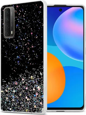 Produktbild von Cadorabo Hülle für Huawei P SMART 2021 in Schwarz mit Glitter Schutzhülle aus flexiblem TPU Silikon mit funkelnden Glitter Case Cover Etui Handy Hülle