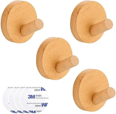 Obrázek produktu pro Dřevěné věšáky, balení po 4 ks, kulaté háčky